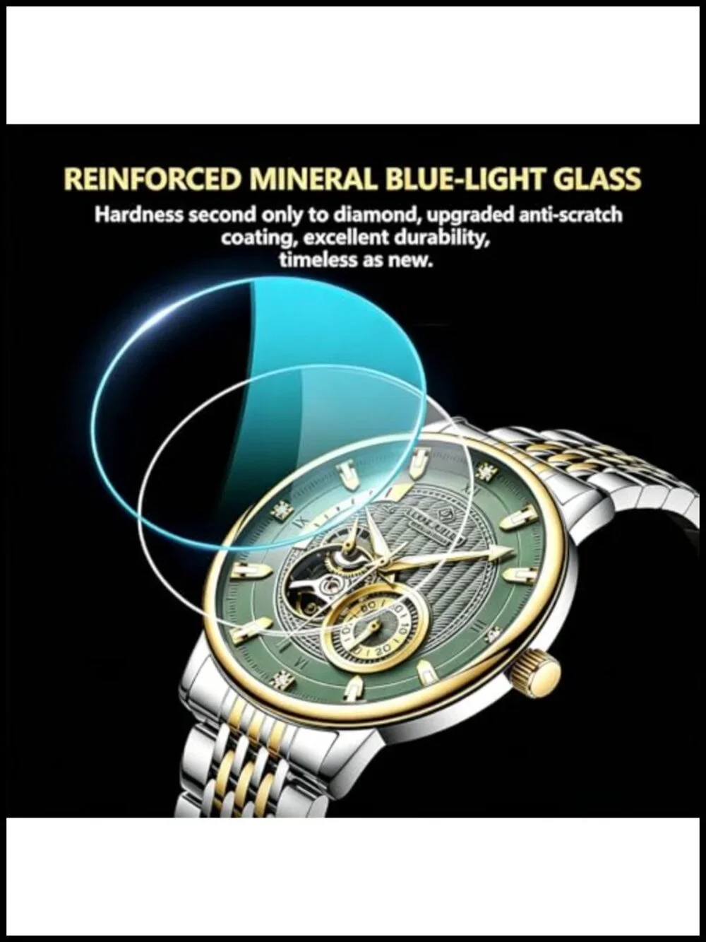 Men's Automatic Self-Winding Watch Stainless Steel Leather Band 42mm Waterproof